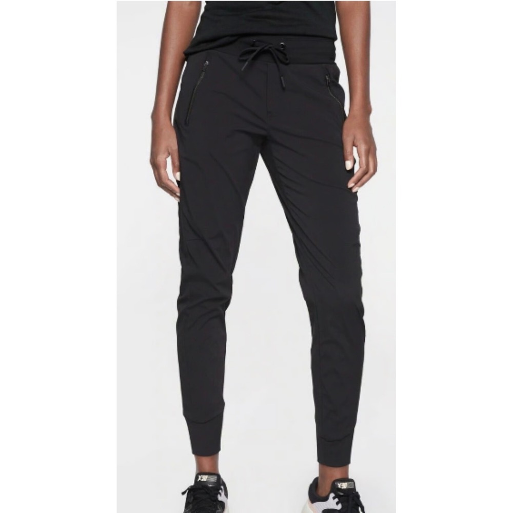 Athleta Trekkie North Jogger Pants Women's 12 Black Zip Pocket Drawstring